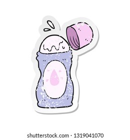 retro distressed sticker of a cartoon roll on deodorant