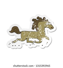 retro distressed sticker of a cartoon running horse