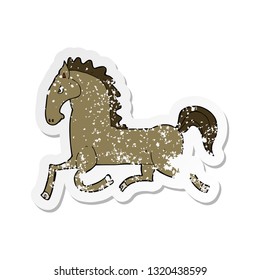 retro distressed sticker of a cartoon running horse