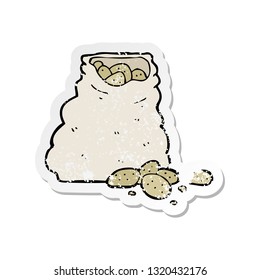 retro distressed sticker of a cartoon sack of potatoes