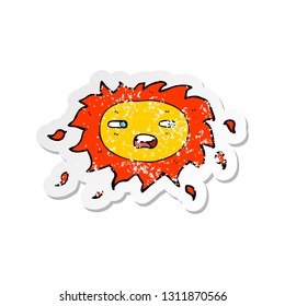 retro distressed sticker of a cartoon sad sun