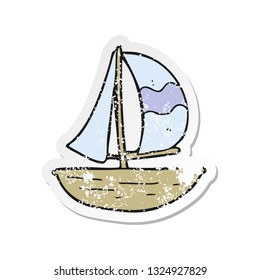retro distressed sticker of a cartoon sail ship