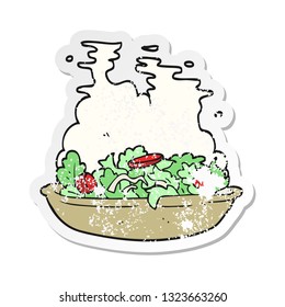 retro distressed sticker of a cartoon salad
