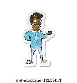 retro distressed sticker of a cartoon salesman