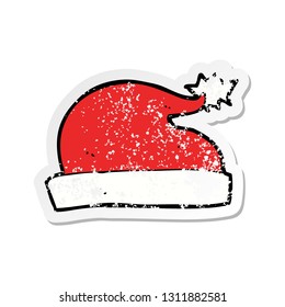 retro distressed sticker of a cartoon santa hat