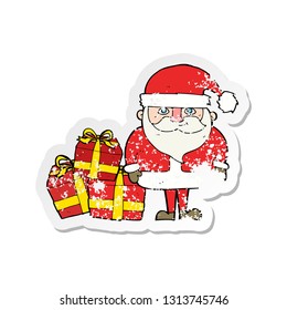 retro distressed sticker of a cartoon santa claus