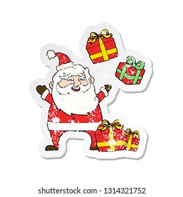 retro distressed sticker of a cartoon santa claus