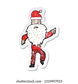 retro distressed sticker of a cartoon santa claus