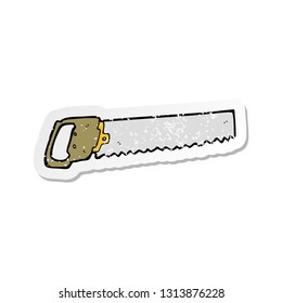 retro distressed sticker of a cartoon saw