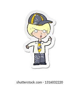 retro distressed sticker of a cartoon school boy