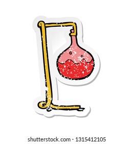 retro distressed sticker of a cartoon science experiment