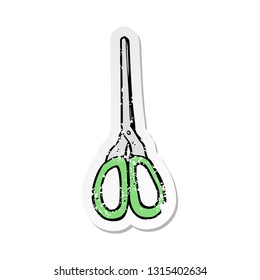 retro distressed sticker of a cartoon scissors