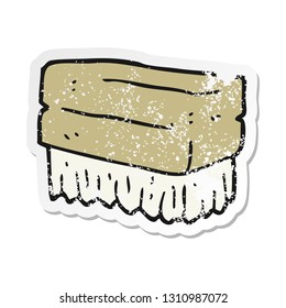 retro distressed sticker of a cartoon scrubbing brush