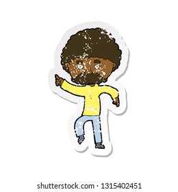retro distressed sticker of a cartoon seventies style man disco dancing