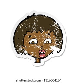 retro distressed sticker of a cartoon shocked expression 