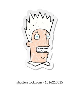 retro distressed sticker of a cartoon shocked man