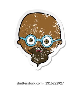 retro distressed sticker of a cartoon shocked man with beard