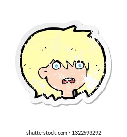 retro distressed sticker of a cartoon shocked expression 
