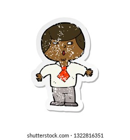 retro distressed sticker of a cartoon shocked boy