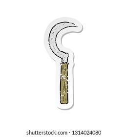 retro distressed sticker of a cartoon sickle