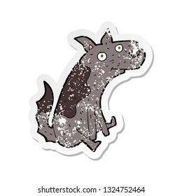 retro distressed sticker of a cartoon sitting dog