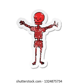 retro distressed sticker of a cartoon skeleton in clothes