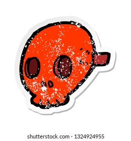 retro distressed sticker of a cartoon skull mask