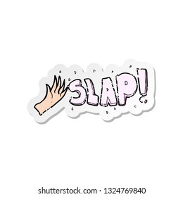 retro distressed sticker of a cartoon slap