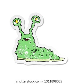 retro distressed sticker of a cartoon slug