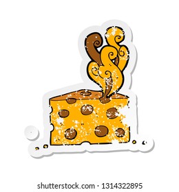 retro distressed sticker of a cartoon smelly cheese