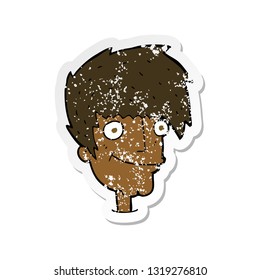 retro distressed sticker of a cartoon smiling man