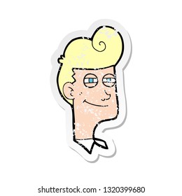 retro distressed sticker of a cartoon smiling man