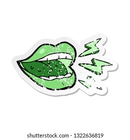 retro distressed sticker of a cartoon smiling halloween mouth