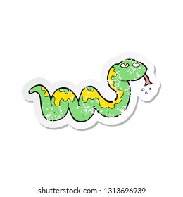 retro distressed sticker of a cartoon snake