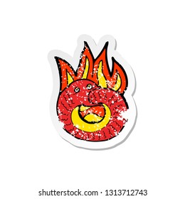 retro distressed sticker of a cartoon snake eating own tail