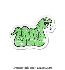 retro distressed sticker of a cartoon snake