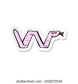retro distressed sticker of a cartoon snake symbol
