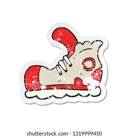 retro distressed sticker of a cartoon sneaker