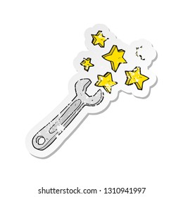 retro distressed sticker of a cartoon spanner