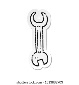 retro distressed sticker of a cartoon spanner