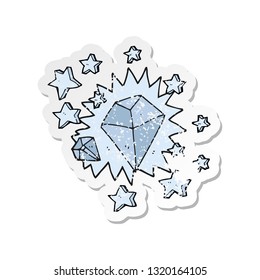retro distressed sticker of a cartoon sparkling diamond
