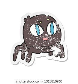 retro distressed sticker of a cartoon spider