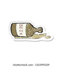 retro distressed sticker of a cartoon spilled beer