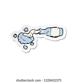 retro distressed sticker of a cartoon spilled bottle