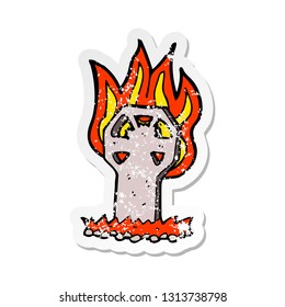 retro distressed sticker of a cartoon spooky grave