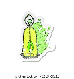 retro distressed sticker of a cartoon spooky lantern