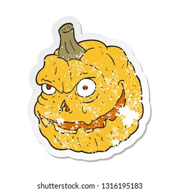 retro distressed sticker of a cartoon spooky pumpkin
