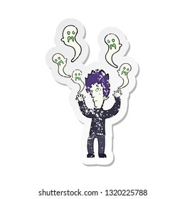 retro distressed sticker of a cartoon spooky vampire