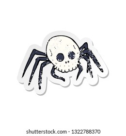 retro distressed sticker of a cartoon spooky halloween skull spider