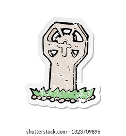 retro distressed sticker of a cartoon spooky grave